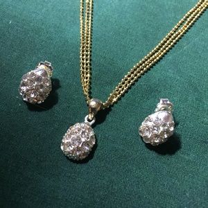 Golden Gem Necklace and Earring Set